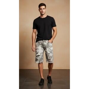 Levi's 550 Relaxed Fit Distressed Bleached Denim Shorts W38